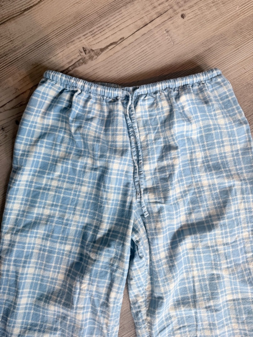 Vintage 100% cotton blue and white plaid LLBean flannel PJ Pants - Picture 3 of 5